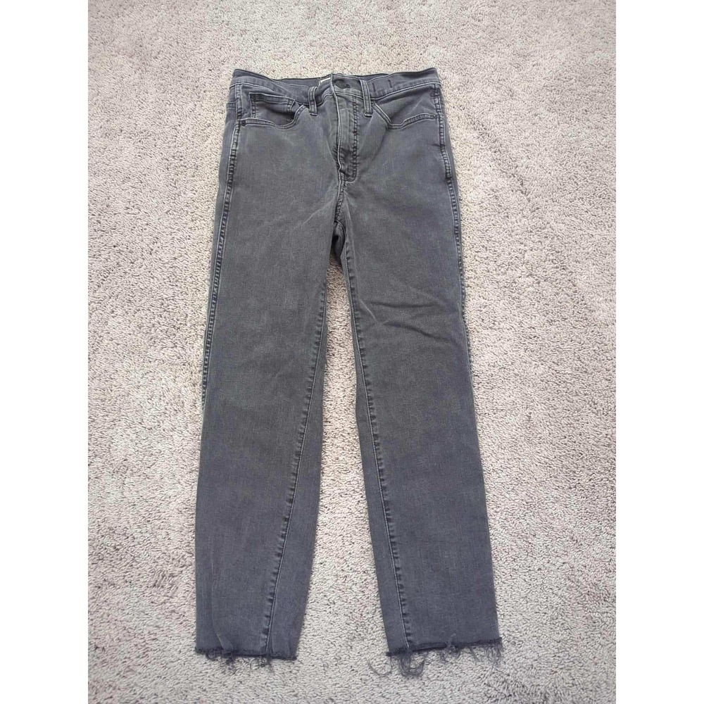 Madewell Stovepipe Jeans Womens 28 Gray Wash Frayed Hem Denim